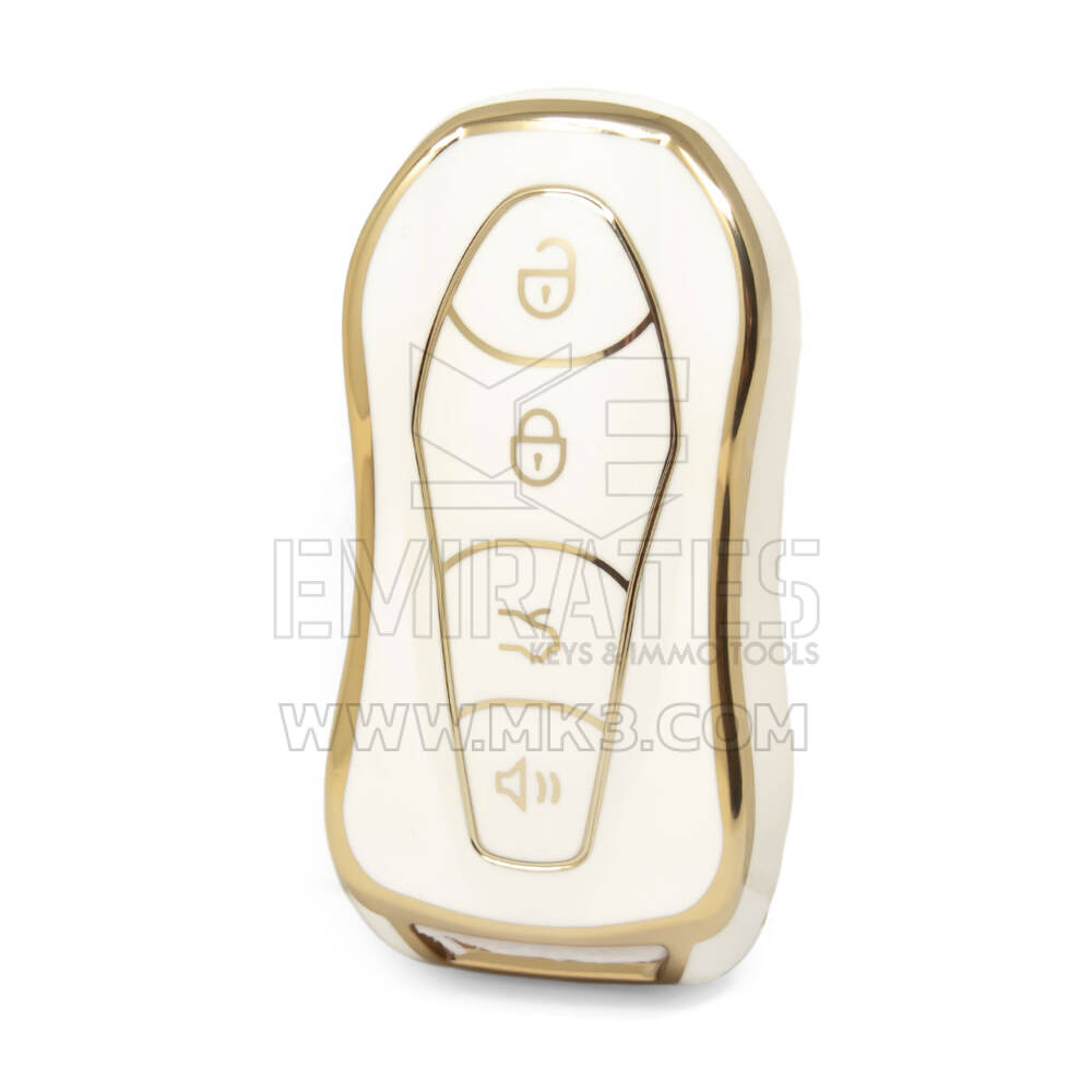 Nano couvercle de haute qualité pour clé télécommande Geely, 4 boutons, couleur blanche GL-C11J