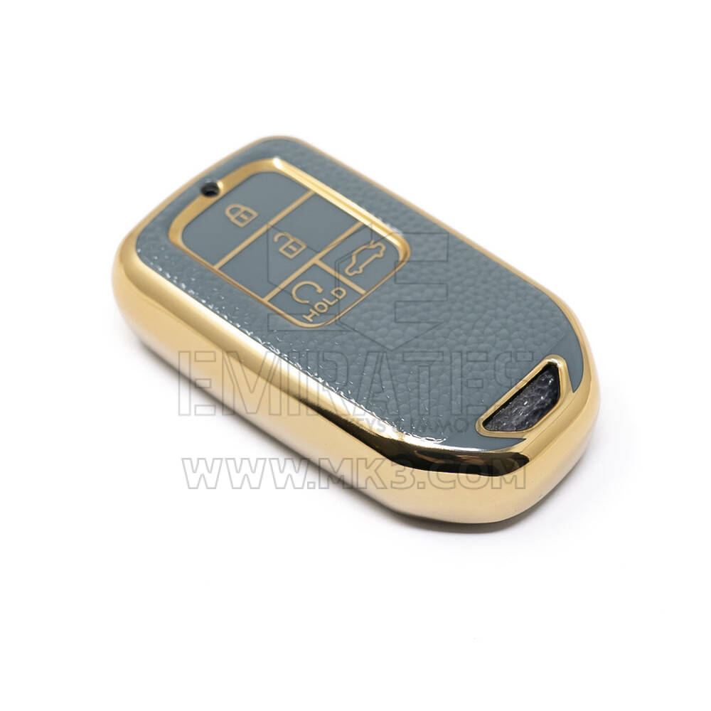 جديد ما بعد البيع نانو عالية الجودة غطاء جلد ذهبي لهوندا مفتاح بعيد 4 أزرار رمادي اللون HD-A13J4 | مفاتيح الإمارات