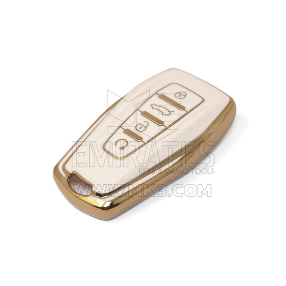 Housse en cuir doré de haute qualité pour clé télécommande Geely, 4 boutons, couleur blanche, GL-B13J4A | Clés des Émirats