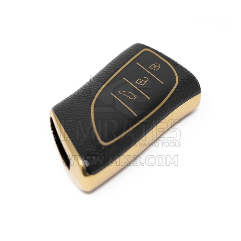 غطاء جلد ذهبي نانو جديد ما بعد البيع عالي الجودة لمفتاح لكزس البعيد 3 أزرار لون أسود LXS-B13J3 | مفاتيح الإمارات