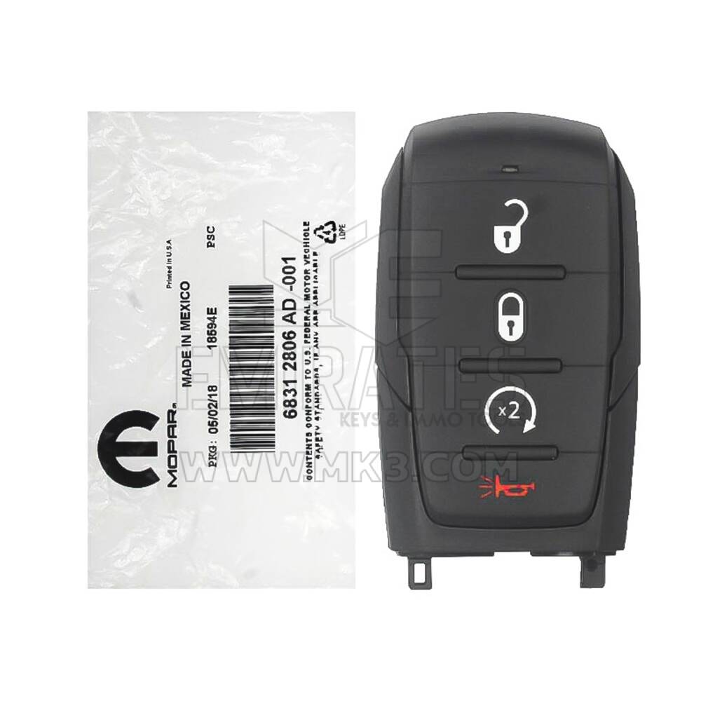 RAM 1500 2019-2020 Genuine Smart Remote Key 4 Buttons Auto Start Type 433MHz 68312806AD-001 | Emirates Keys