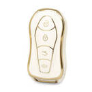 Nano couvercle de haute qualité pour clé télécommande Geely, 4 boutons, couleur blanche GL-C11J