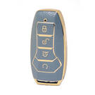 Nano High Quality Gold Leather Cover For BYD Remote Key 4 Buttons Gray Color BYD-A13J