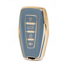 Nano – housse en cuir doré de haute qualité, pour clé télécommande Geely, 4 boutons, couleur grise, GL-B13J4B