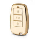 Nano High Quality Gold Leather Cover For Changan Remote Key 3 Buttons White Color CA-A13J