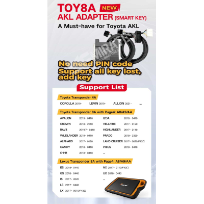 Novo Adaptador de Chave Inteligente Xhorse XDBASK Toyota 8A para todas as chaves perdidas trabalhar com Key Tool Plus requer coleta de dados e cálculo | Chaves dos Emirados