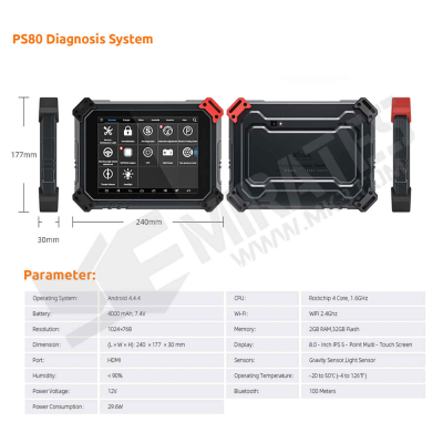 Paramètres du système de diagnostic XTool PS80
