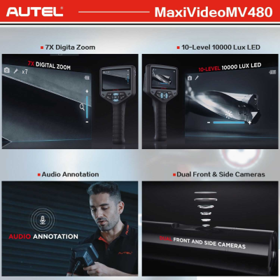 Il nuovo dispositivo videoscopio di ispezione digitale Autel MaxiVideo MV480 è uno strumento professionale utilizzato per visualizzare parti difficili da vedere nei veicoli