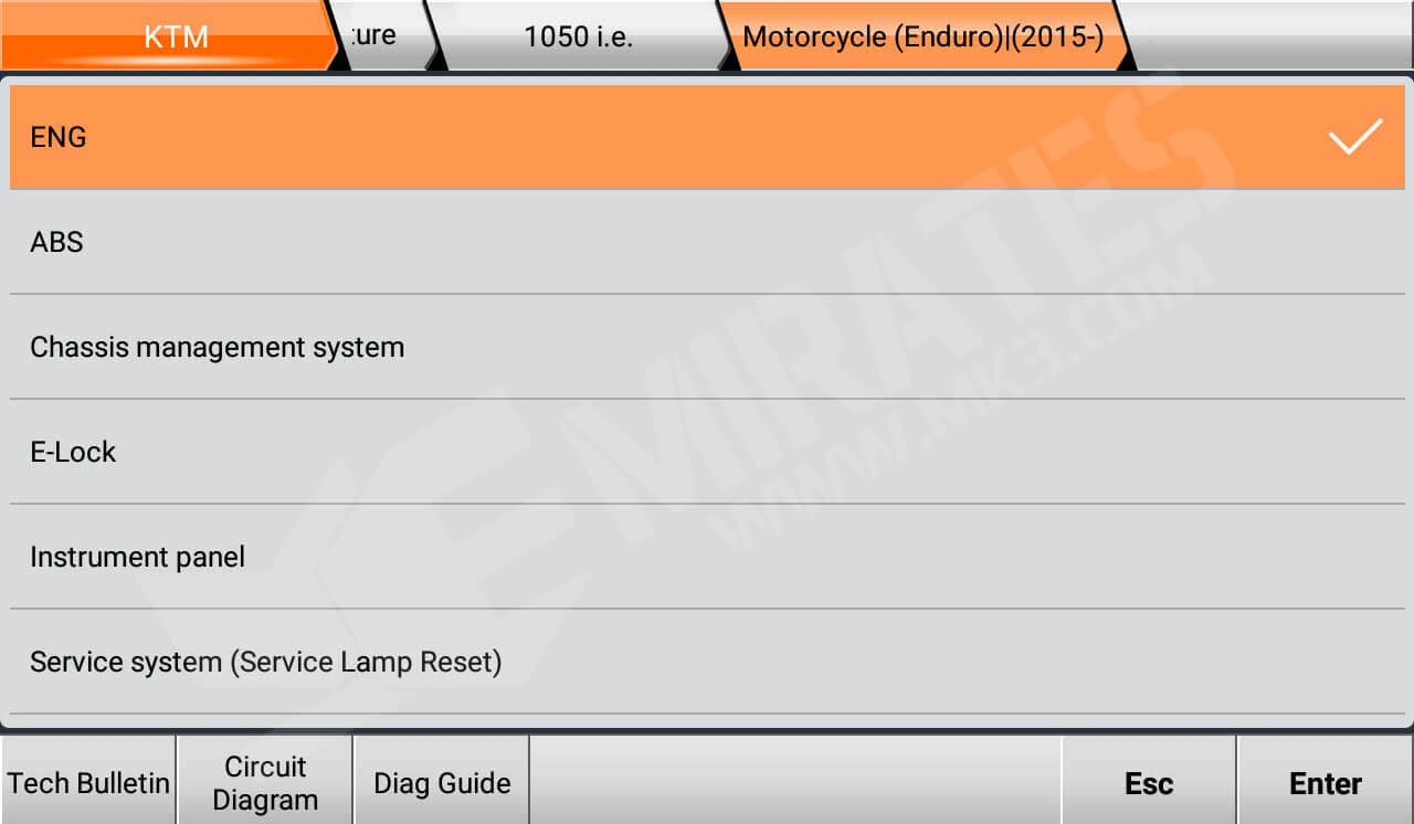 OBDStar MS80 KTM ENG Supported System List