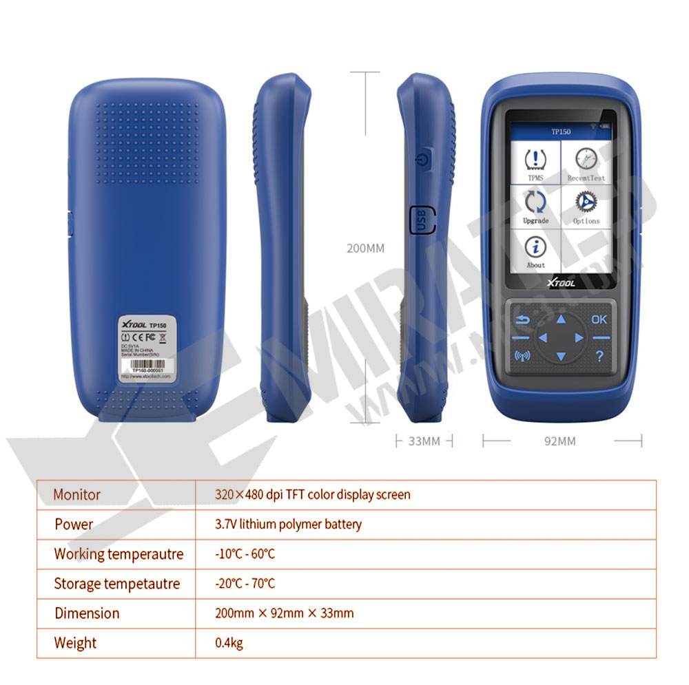 XTOOL TP150 Tire Pressure Monitoring System OBD2 TPMS Diagnostic Scanner Work with 315&433 MHZ Sensor