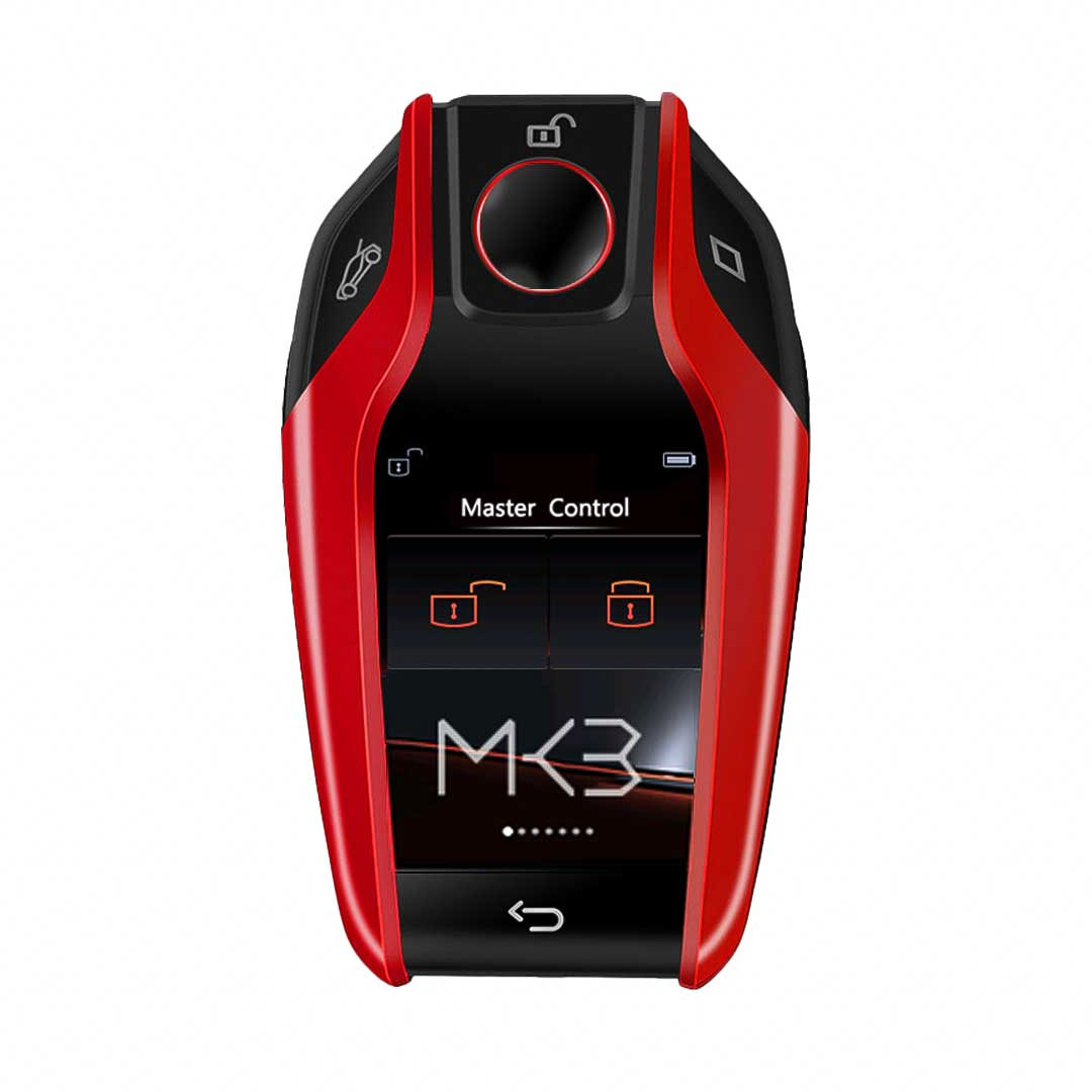 New Aftermarket LCD Universal Smart Key Kit With Keyless Entry And IOS Car BMW Style Location Tracking System Red Color | Emirates Keys