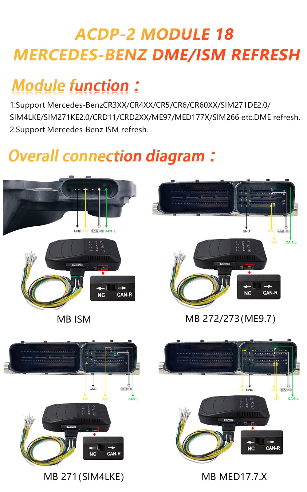 Yanhua Mini ACDP 2 Second Generation Module 18 Mercedes-Benz DME/ISM Refresh Support Mercedes-Benz 271/272/273 etc | Emirates Keys