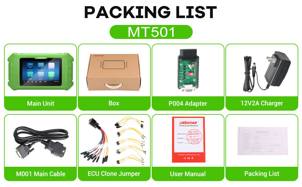 OBDSTAR MT501 Test Platform Includes:
