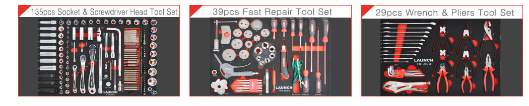 Launch TTH-208 Fast Repair Tools Cart Kit ( Tool Set Reference )
