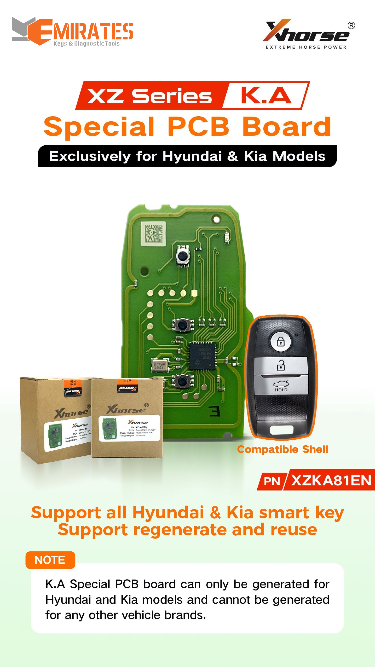 New Xhorse XZKA81EN Special PCB Board Remote Key 3 Buttons Exclusively for Hyundai & Kia | Emirates Keys