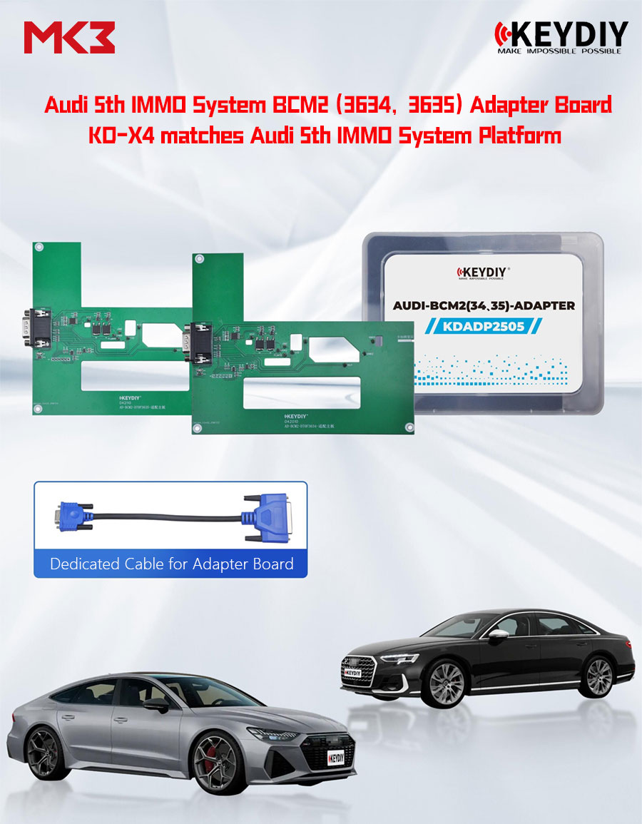 New Keydiy Audi BCM2 Solder Free Adapter is a dedicated adapter board designed exclusively for the KD-X4 programmer to support key programming for Audi BCM2 platform vehicles | Emirates Keys