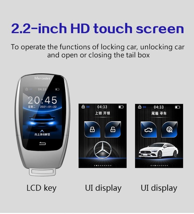 New Aftermarket LCD Universal Modified Smart Key Kit For All Keyless Entry Car Mercedes Benz Classic Style Silver Color	 | Emirates Keys