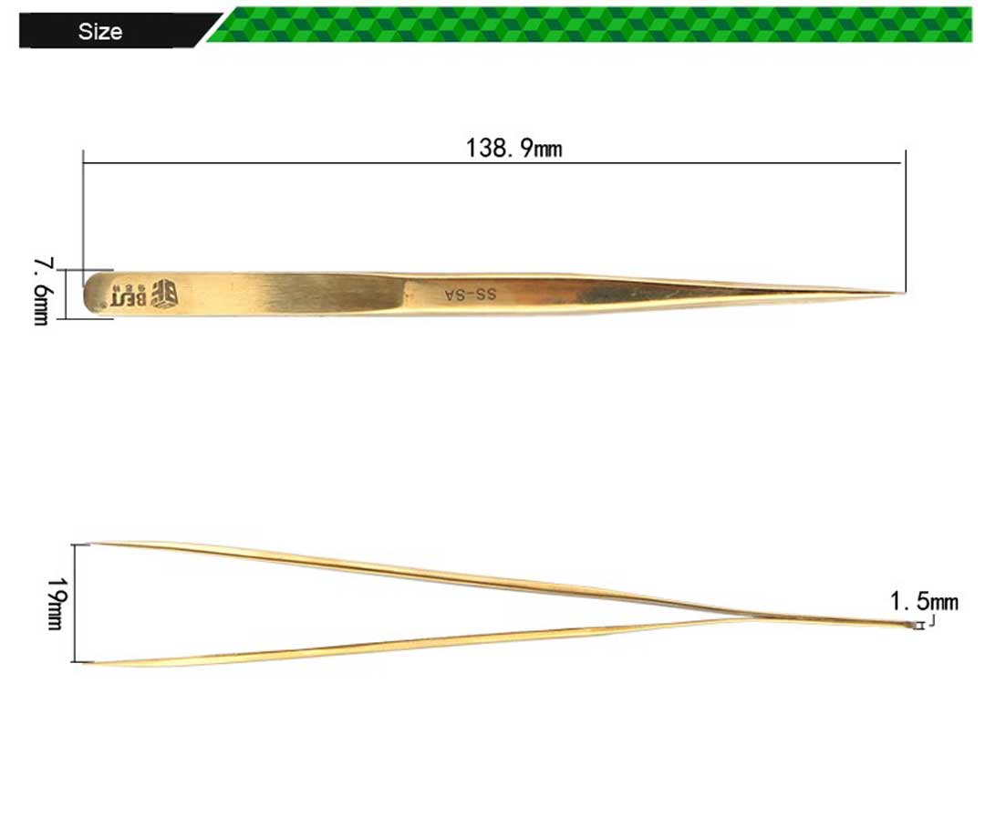 BEST BST-SS-SA Gold Plated Tip Tweezer Precision Tweezers Laid Special Hard Wear-Resistant | Emirates Keys