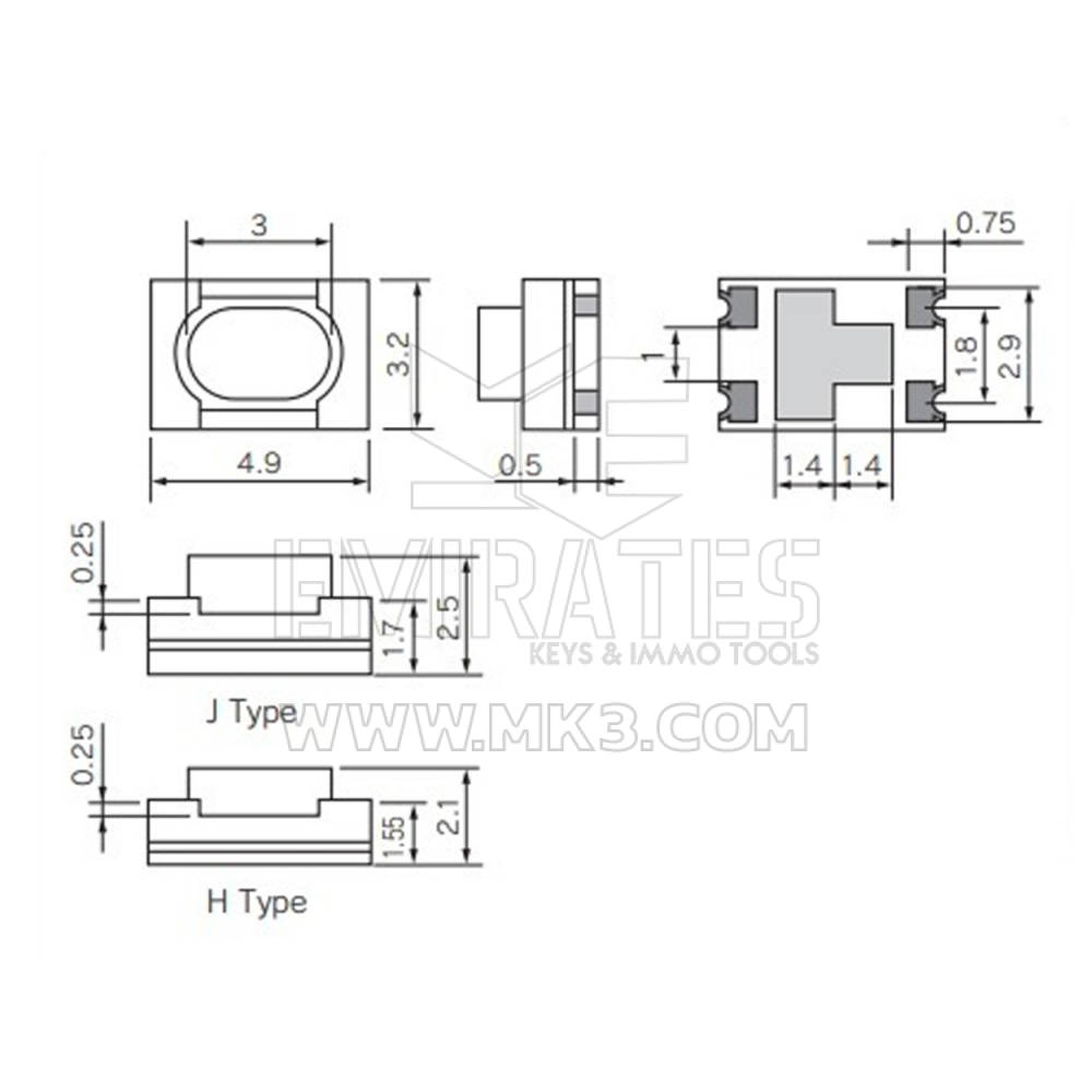 Кнопочный тактильный переключатель, оригинальный для Toyota Smart Remote Keys 4.9X3.2X2.5H - MK17020 - f-3