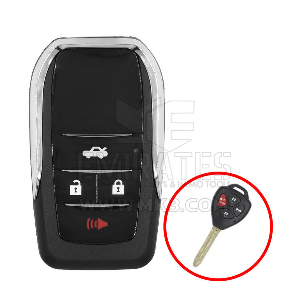 Toyota Flip Remote Key Shell 3+1 Buttons Modified Horizontal Type