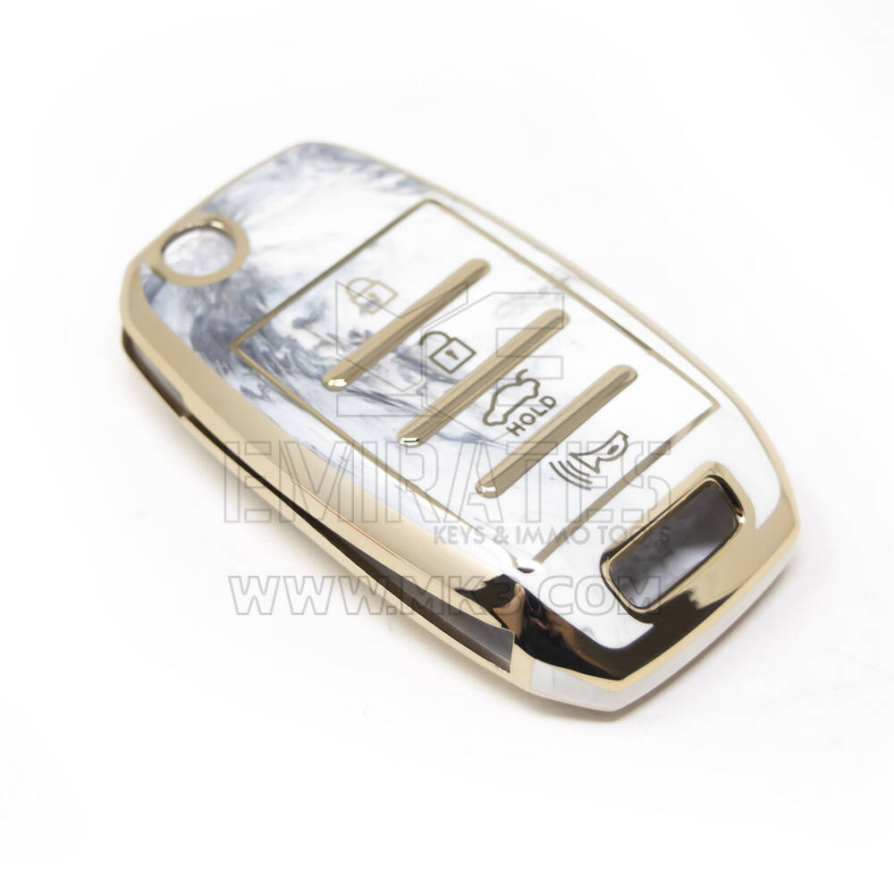 Nuova copertura in marmo Nano di alta qualità aftermarket per chiave remota Kia 4 pulsanti colore bianco KIA-B12J4 | Chiavi degli Emirati