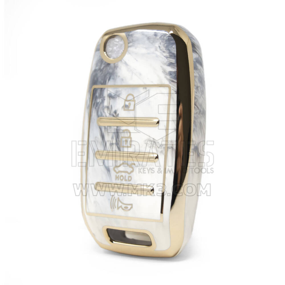 Cover in marmo Nano di alta qualità per chiave telecomando Kia 4 pulsanti colore bianco KIA-B12J4