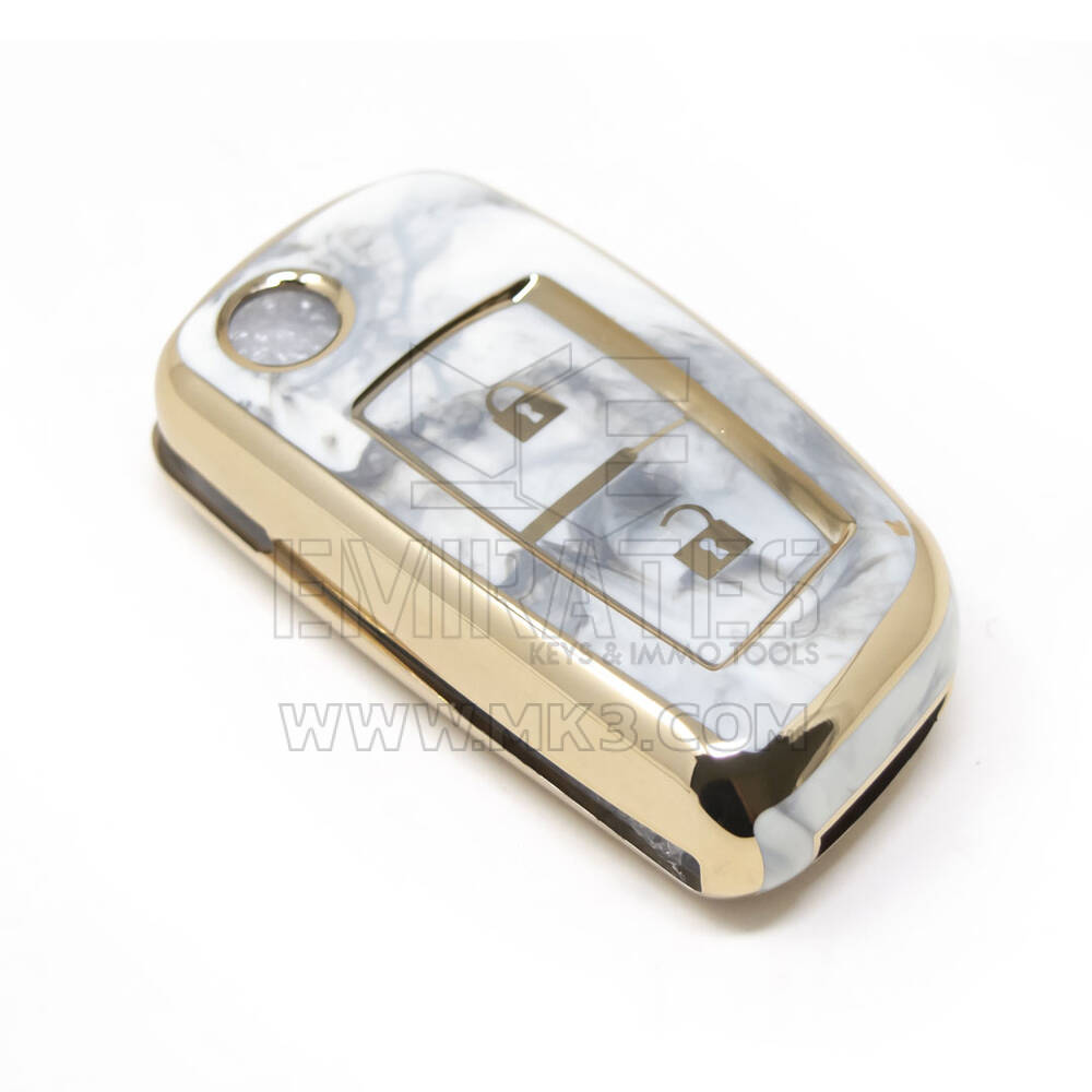 Novo aftermarket nano capa de mármore de alta qualidade para nissan flip remoto chave 2 botões cor branca NS-B12J2 Chaves dos Emirados