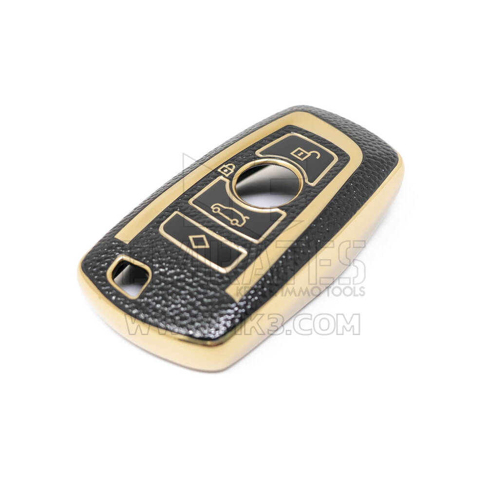 Nueva cubierta de cuero dorado Nano de alta calidad para llave remota de BMW, 4 botones, Color negro, BMW-A13J4A, nueva del mercado de accesorios | Cayos de los Emiratos