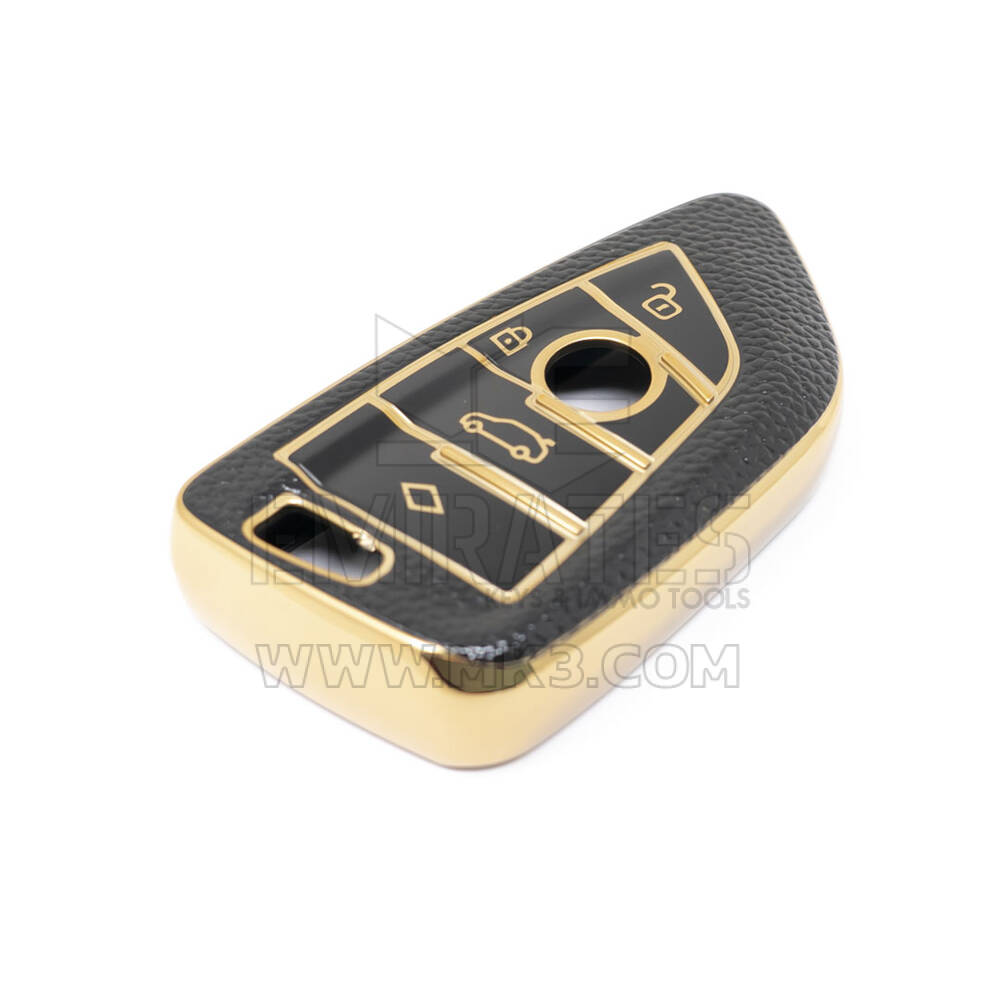 Nueva funda de cuero dorado Nano de alta calidad para llave remota de BMW, 4 botones, Color negro, BMW-B13J, nueva del mercado de accesorios | Cayos de los Emiratos