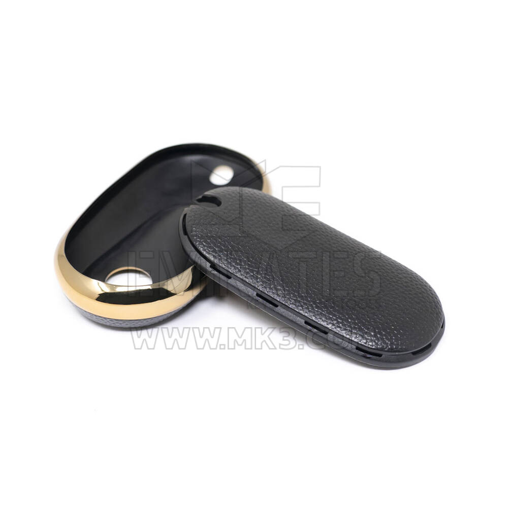 New Aftermarket Nano High Quality Gold Leather Cover For Mercedes Benz Remote Key 3 Buttons Black Color Benz-C13J | Emirates Keys