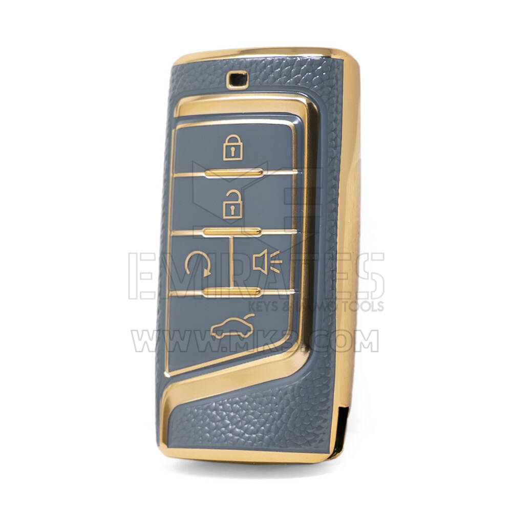 Nano High Quality Gold Leather Cover For Trumpchi Remote Key 5 Buttons Gray Color CQ-A13J