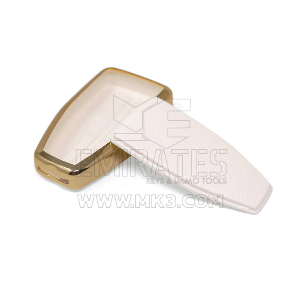 New Aftermarket Nano High Quality Gold Leather Cover For Hongqi Remote Key 4 Buttons White Color HQ-A13J4A | Emirates Keys