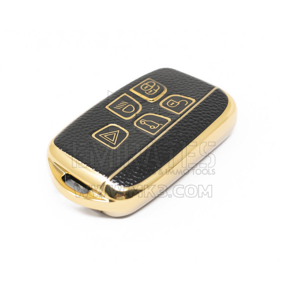 New Aftermarket Nano High Quality Gold Leather Cover For Land Rover Remote Key 5 Buttons Black Color LR-A13J | Emirates Keys