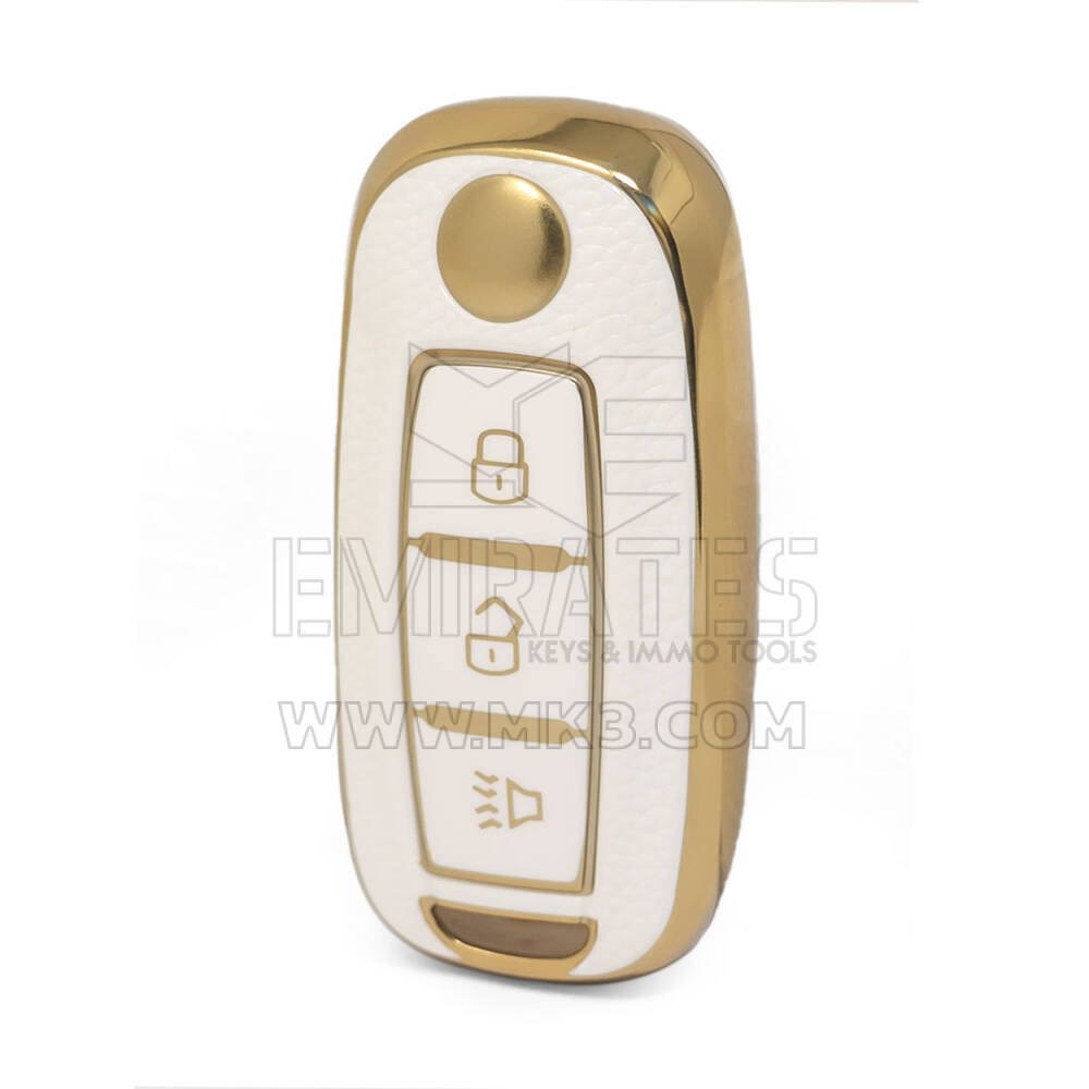 Nano High Quality Gold Leather Cover For Venucia Remote Key 3 Buttons White Color VNC-A13J