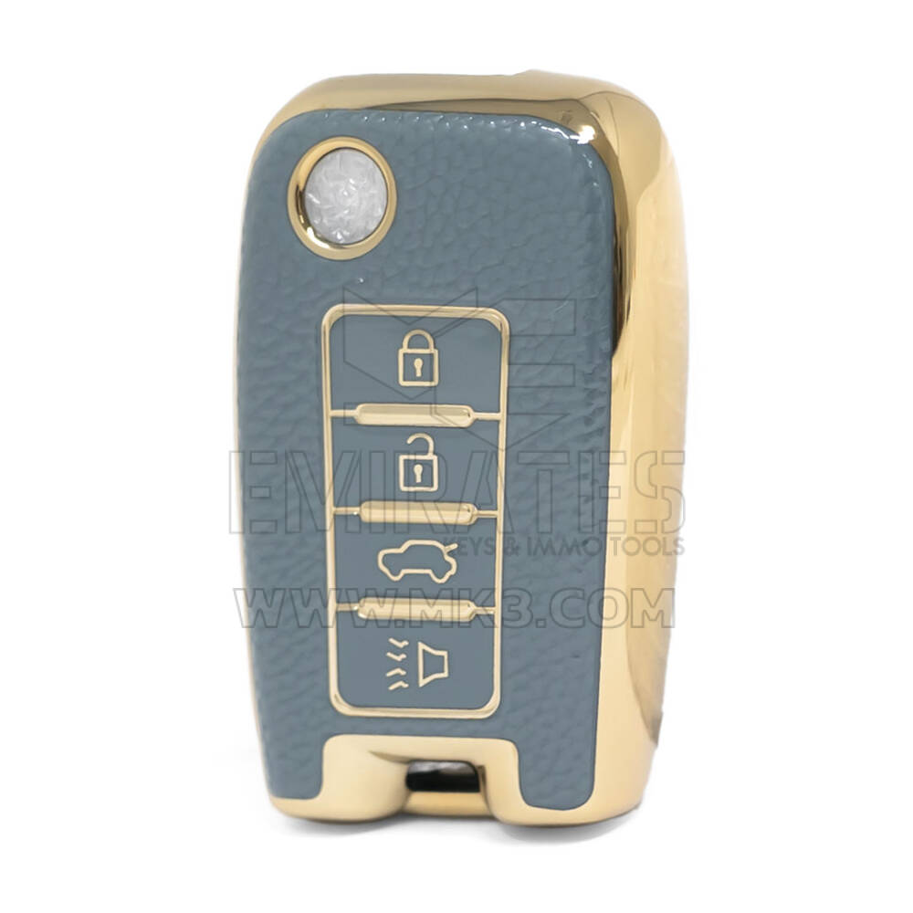 Nano High Quality Gold Leather Cover For Venucia Remote Key 4 Buttons Gray Color VNC-D13J