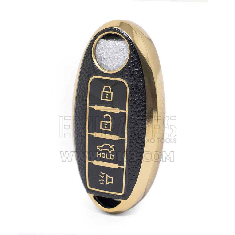 Nano High Quality Gold Leather Cover For Nissan Remote Key 4 Buttons Black Color NS-A13J4A