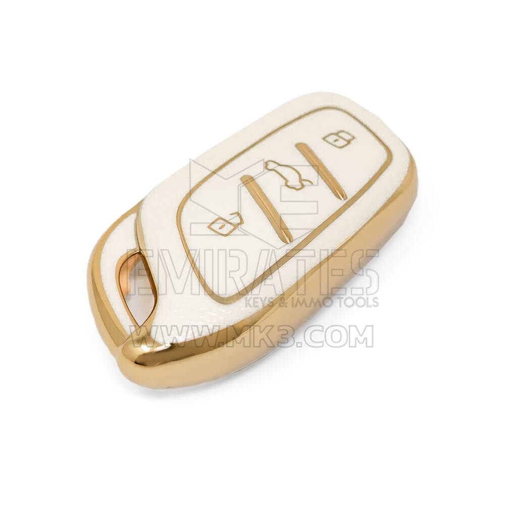 New Aftermarket Nano High Quality Gold Leather Cover For Roewe Remote Key 3 Buttons White Color RW-B13J | Emirates Keys