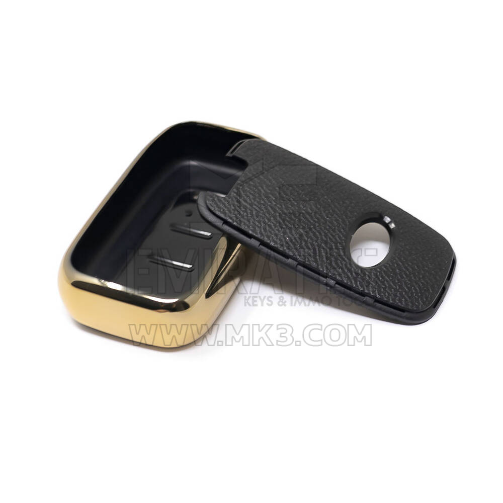 New Aftermarket Nano High Quality Gold Leather Cover For Hyundai Remote Key 3 Buttons Black Color HY-G13J | Emirates Keys