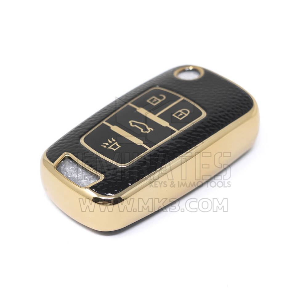Nueva Funda de cuero dorado de alta calidad Nano del mercado de accesorios para llave remota abatible de Chevrolet 4 botones Color negro CRL-A13J4 | Cayos de los Emiratos
