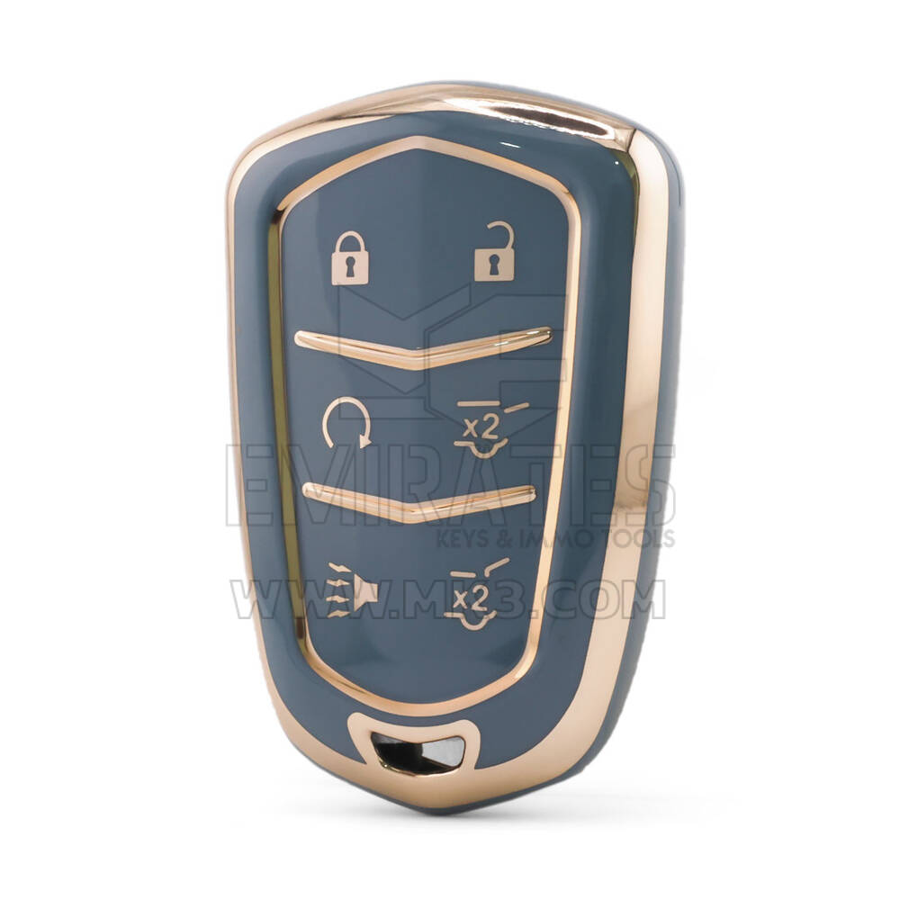 Housse Nano de haute qualité pour clé télécommande Cadillac 6 boutons couleur grise CDLC-A11J6