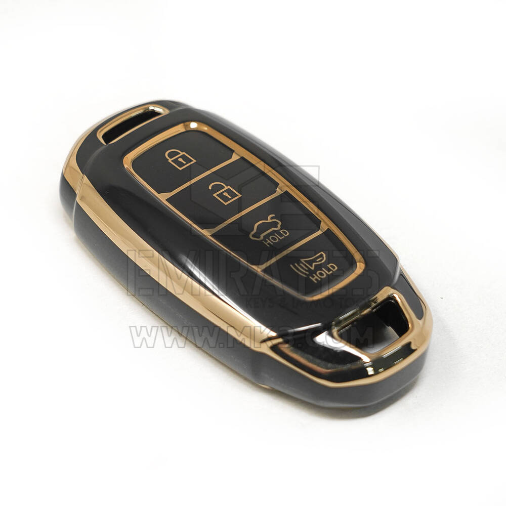 Hyundai 3 Button Black Gold Car Key Cover