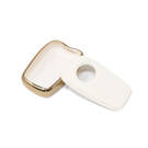 New Aftermarket Nano High Quality Gold Leather Cover For TATA Remote Key 4 Buttons White Color TATA-A13J | Emirates Keys -| thumbnail