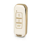 Nano High Quality Gold Leather Cover For Baojun Remote Key 3 Buttons White Color BJ-A13J