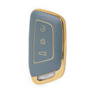 Nano High Quality Gold Leather Cover For Baojun Remote Key 3 Buttons Gray Color BJ-C13J