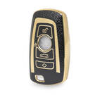 Nano Funda de cuero dorado de alta calidad para llave remota de BMW, 4 botones, Color negro, BMW-A13J4A
