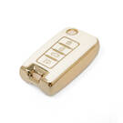 New Aftermarket Nano High Quality Gold Leather Cover For Venucia Remote Key 4 Buttons White Color VNC-D13J | Emirates Keys -| thumbnail