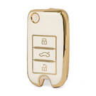 Nano High Quality Gold Leather Cover For Roewe Flip Remote Key 3 Buttons White Color RW-A13J