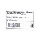 Nissan Genuine / OEM Switch-Ignition OEM Part Number: 43750-BC60A / 43750BC60A | Emirates Keys -| thumbnail