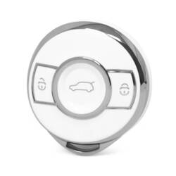 Cover di alta qualità nano per chiave telecomando intelligente a 3 pulsanti, colore bianco, cornice argentata SMT-A11Y