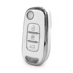 Nano High Quality Cover For Renault Remote Key 3 Button White Color Silver Frame RN-B11Y